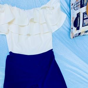 Off Shoulder Ruffle Jumpsuit